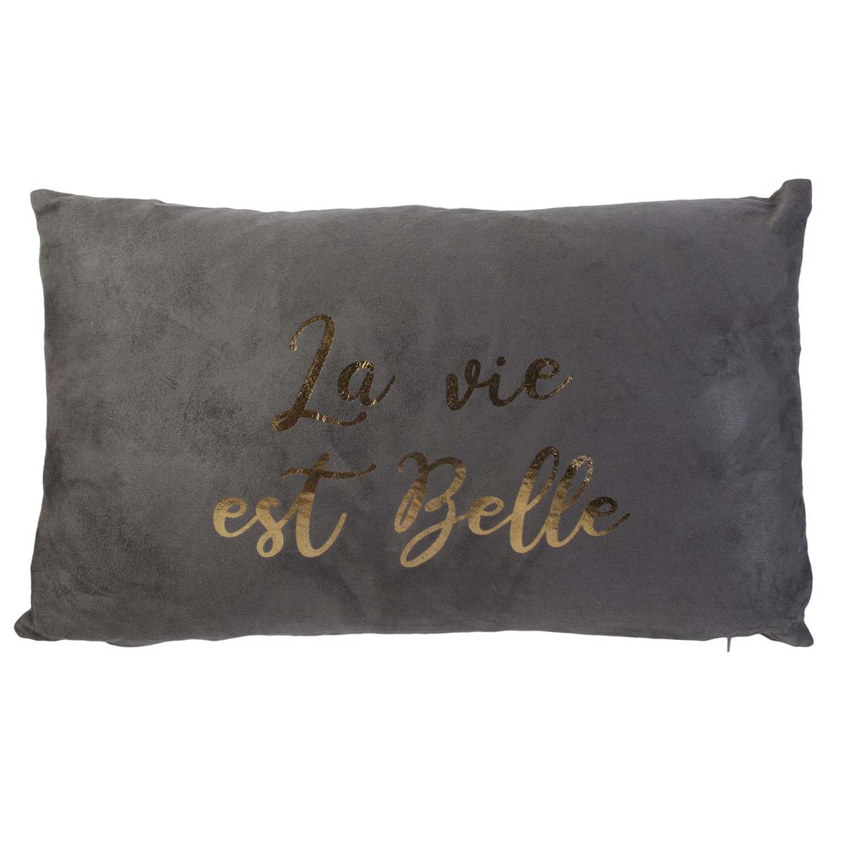Coussin suédine \'Scarlett\' gris (la vie est belle) - 50x30 cm - [A0879]