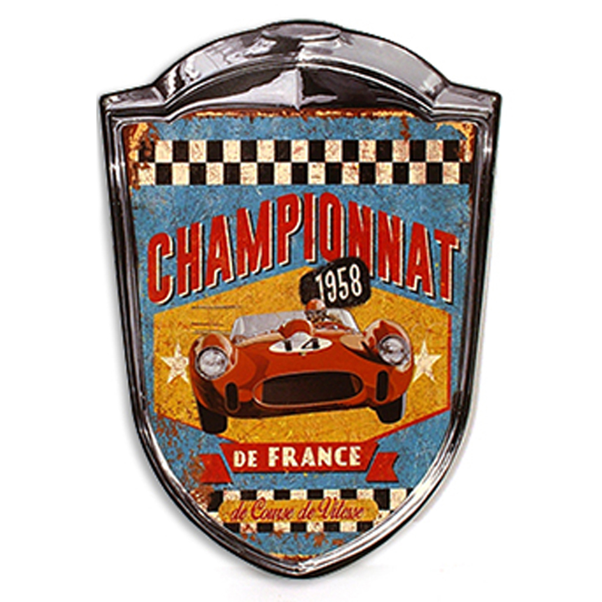 Plaque métal rétro \'Championnat de France\' 1958 - 35x25 cm - [A1126]