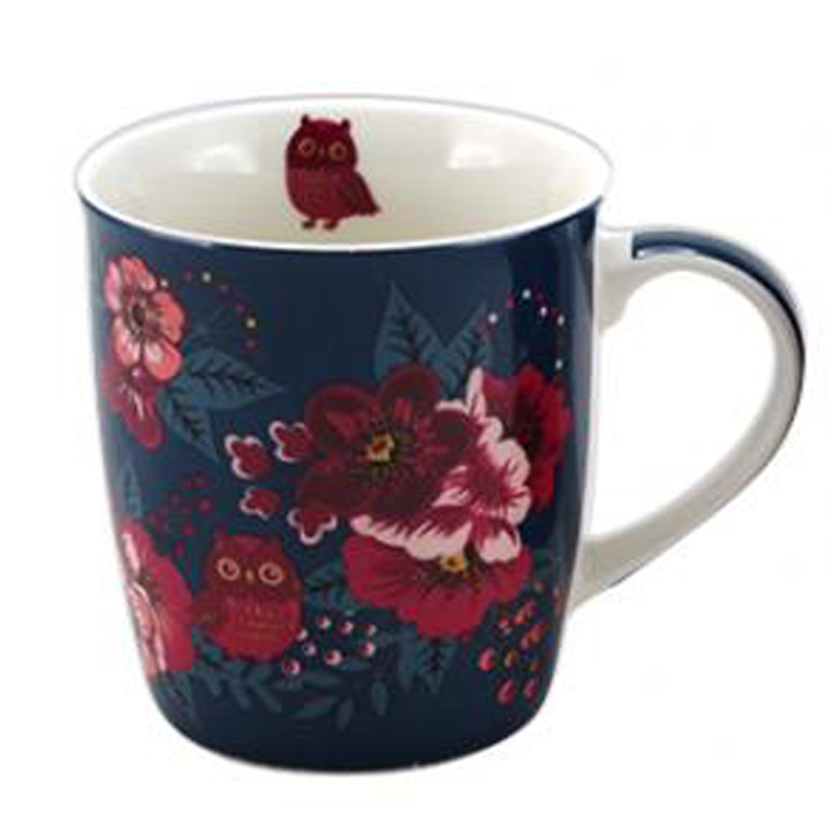 Mug porcelaine \'Osaka\' bleu rose (chouette) - 95x85 cm (325 cl) - [A1153]