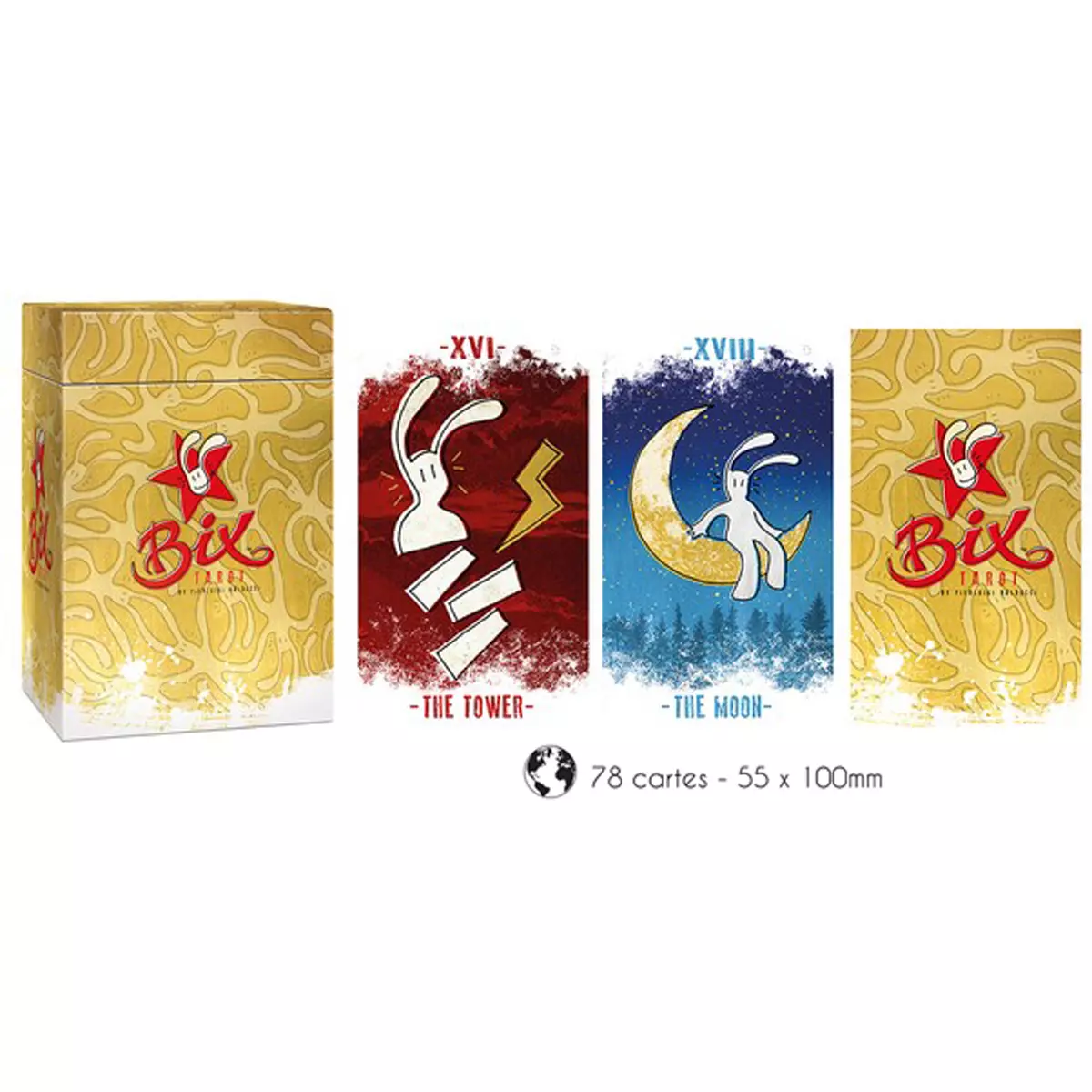 les trésors de lily Tarot collector 'Bix Tarot' beige rouge 11x7x5 cm [A1296]