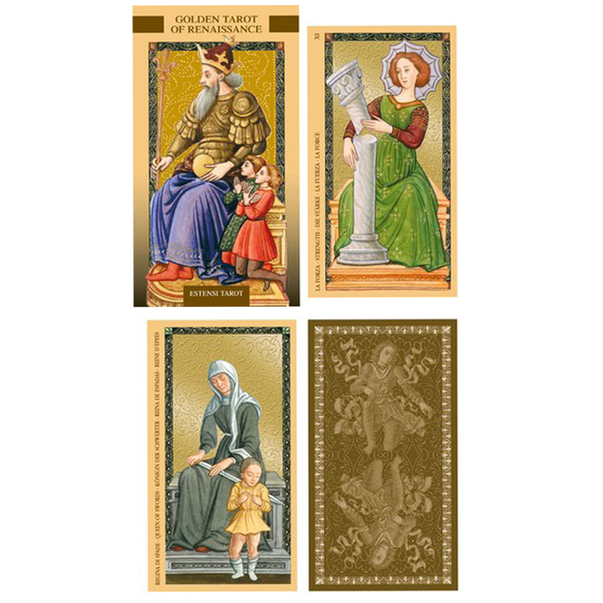 Tarot Créateur \'Golden Tarot of Renaissance\' golden collection - 12x7 cm - [A1338]