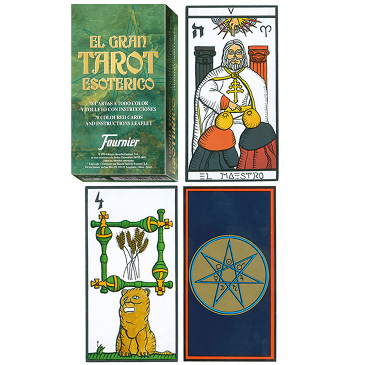 Tarot Créateur \'El Grand Tarot Esoterico\' vert - 115x6x3 cm - [A1347]