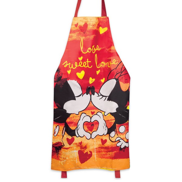 Tablier créateur coton \'Mickey & Minnie\' orange (love sweet love) - 88x60 cm - [A2006]