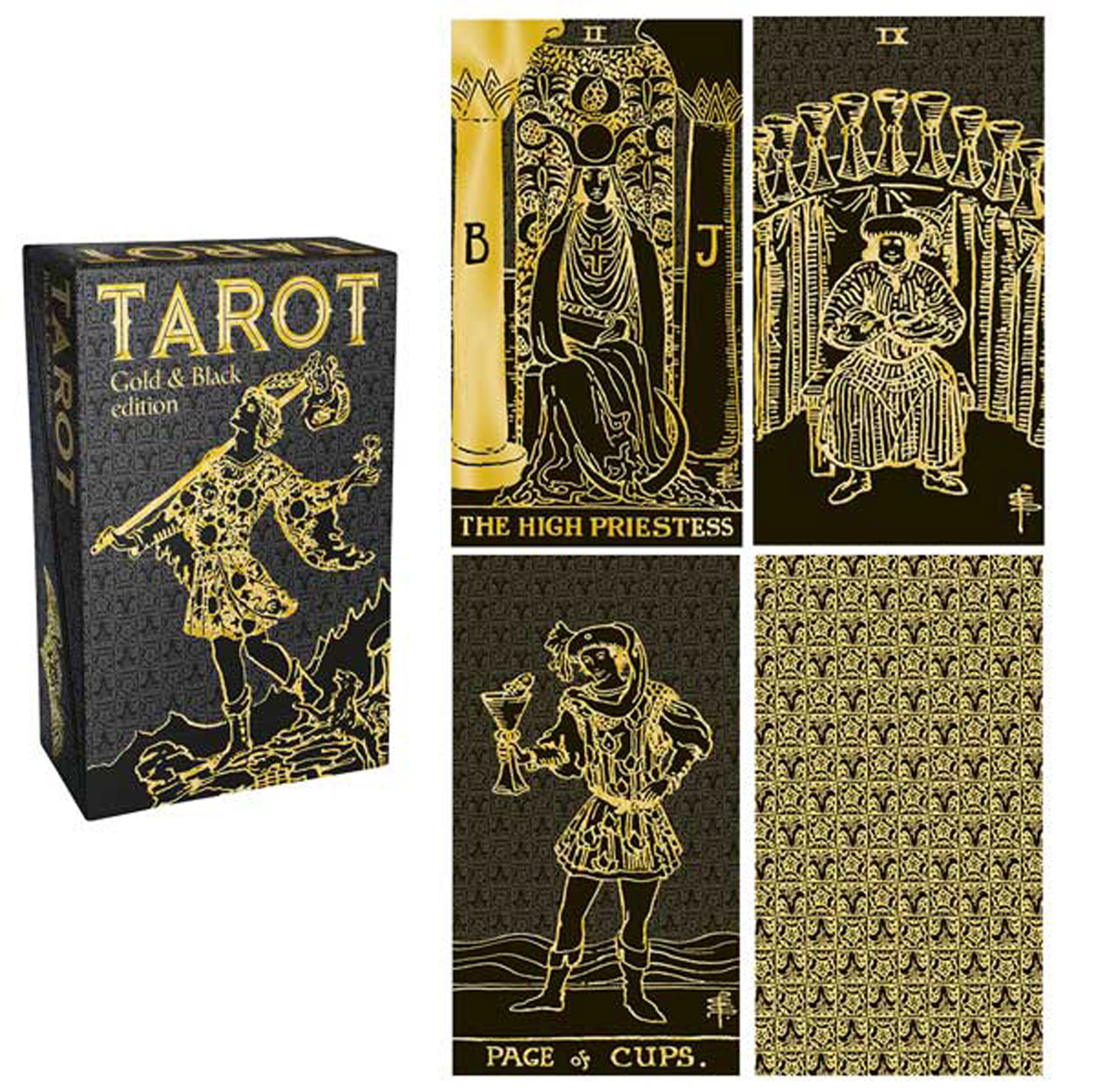 Tarot collector \'Tarot Gold & Black Edition\' noir doré - 20x13x5 cm - [A2127]