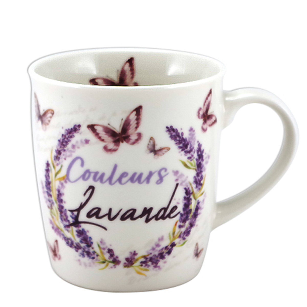 Mug porcelaine \'Couleurs Lavande\' violet blanc - 95x85 mm (32 cl) - [A2455]