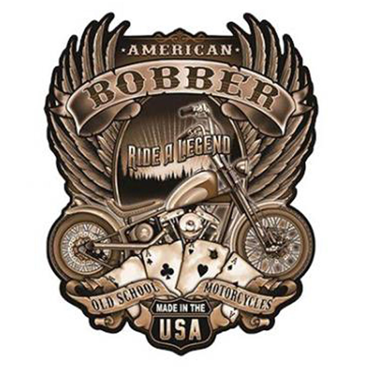 Plaque métal rétro \'Bikers\' marron vintage (moto) - 45x40 cm (American Bobber) - [A2562]