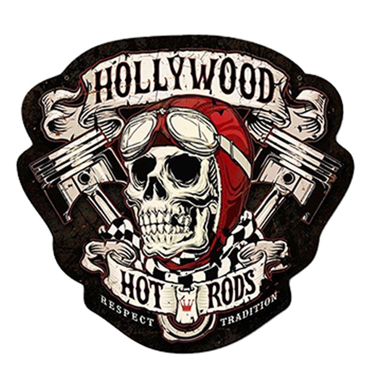 Plaque métal rétro \'Bikers\' noir rouge vintage - 42x40 cm (Hollywood, hot rods) - [A2565]