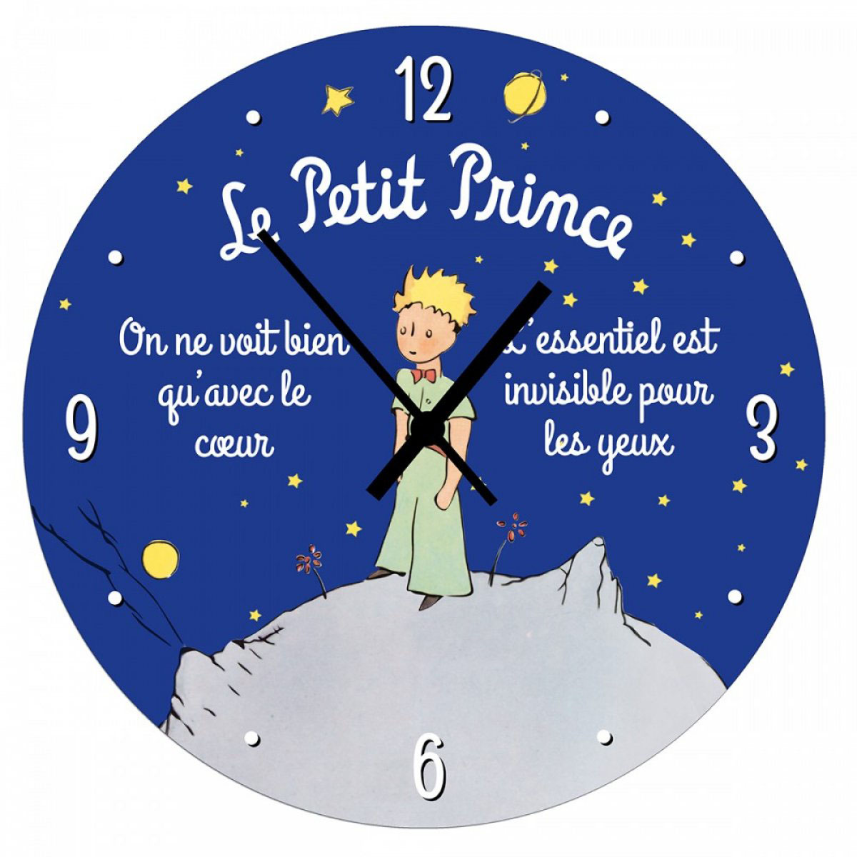 Horloge Murale bois \'Le Petit Prince\' bleu - 28 cm - [A2784]