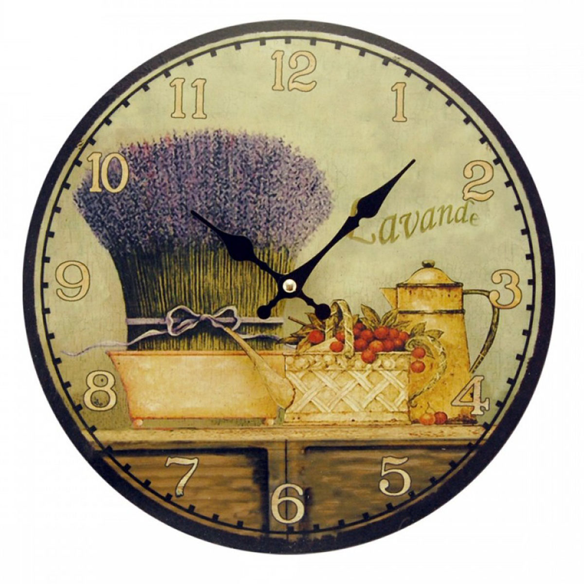 Horloge Murale bois \'Terroir Français\' Lavande - 28 cm - [A2813]