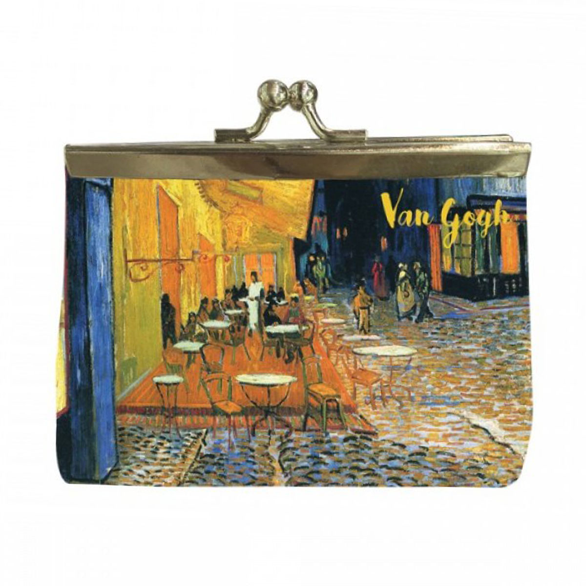Porte-monnaie créateur \'Vincent Van Gogh\' multicolore (Terrasse de café le soir) - 80x80x40 mm - [A2843]