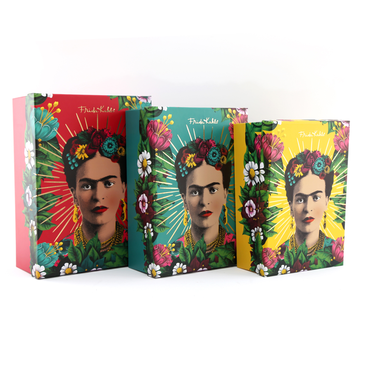 Set de 3 boîtes à Souvenirs \'Frida Kahlo\' multicolore - 30x22x11 cm - [A2902]