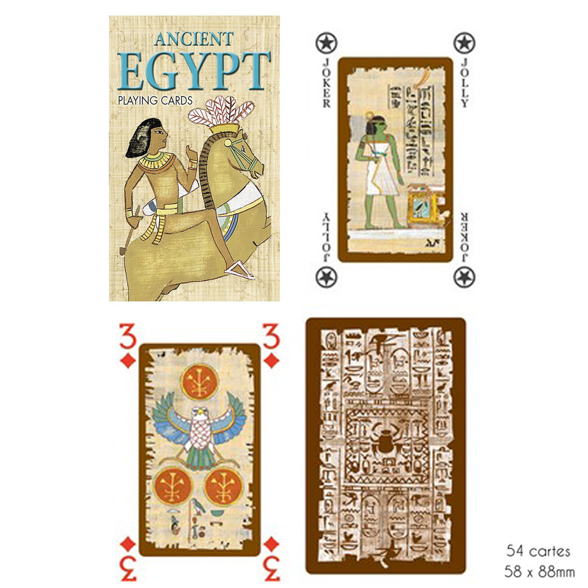 Jeu de cartes Créateur \'Egypte Ancienne\' beige - 9x6x2 cm - [A2967]