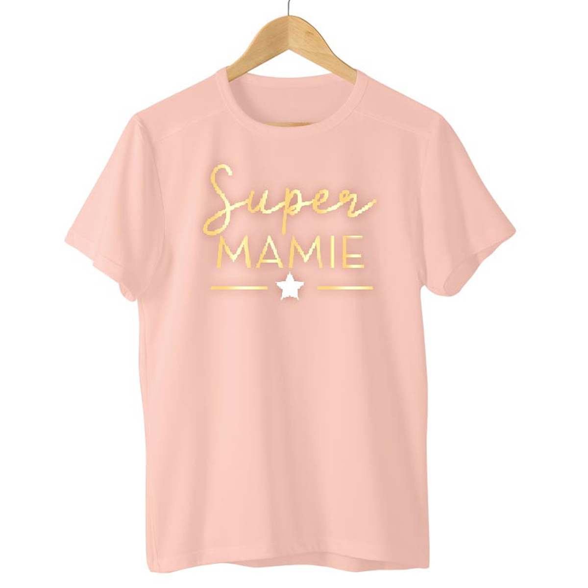 T-shirt coton \'Super Mamie\' rose - taille L - [A3002]