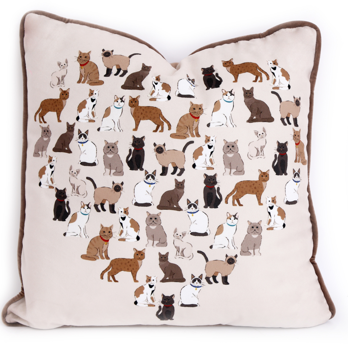 Coussin créateur \'Chats\' taupe - 45x45 cm - [A3094]