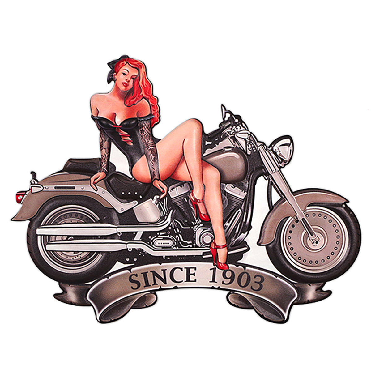 Plaque métal rétro \'American Dream\' (since 1903) vintage - 40x30 cm (Pin up, moto) - [A3215]