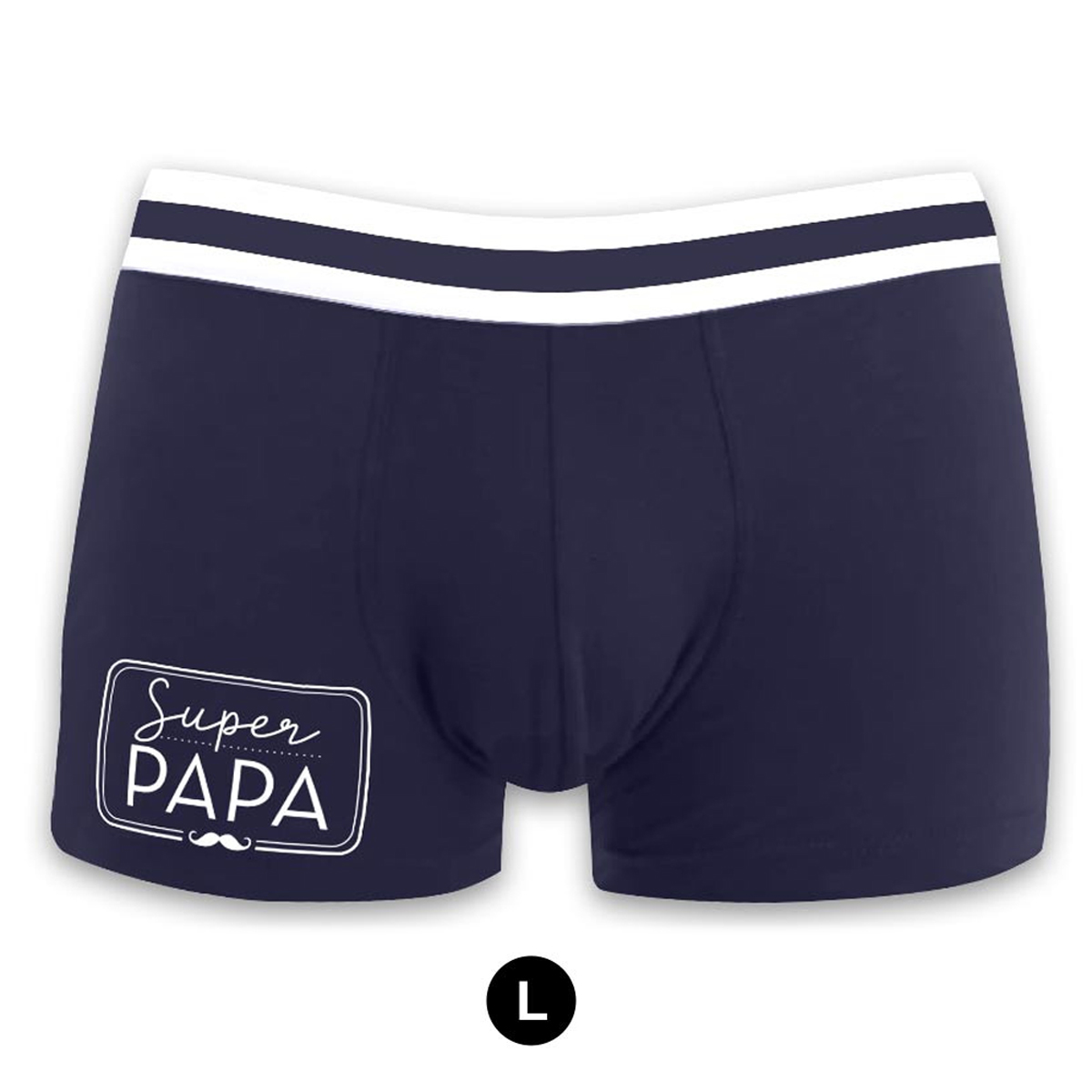 Boxer coton \'Super Papa\' marine - taille L - [A3239]