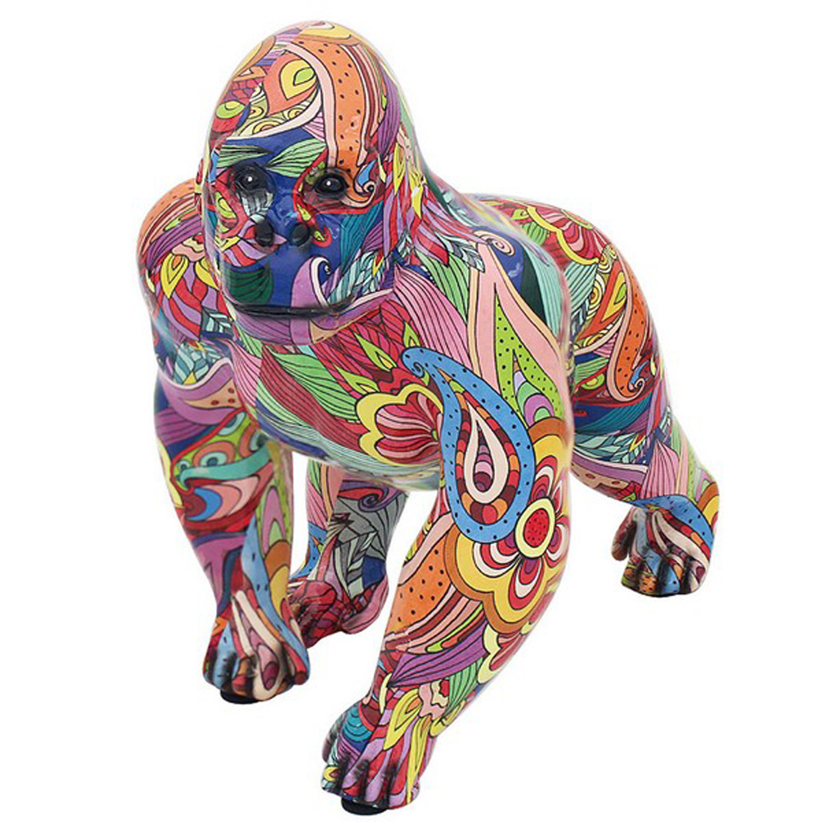 Figurine résine \'Gorille Groovy\' multicolore - 24x22x12 cm - [A3313]