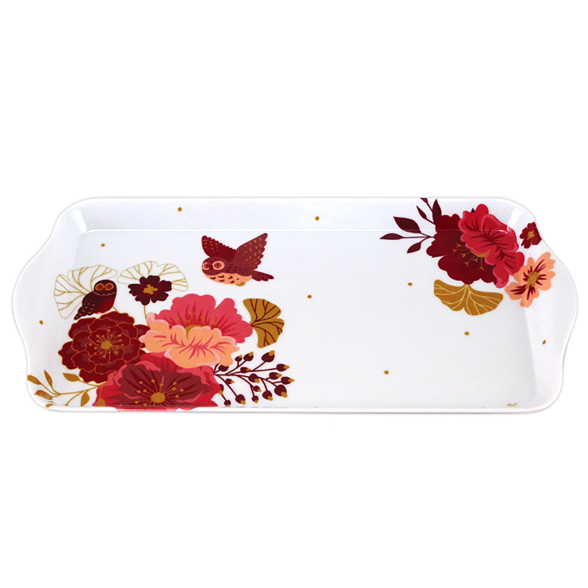 Plateau à cake mélamine \'Osaka\' rouge rose blanc - 30x15 cm - [A3335]