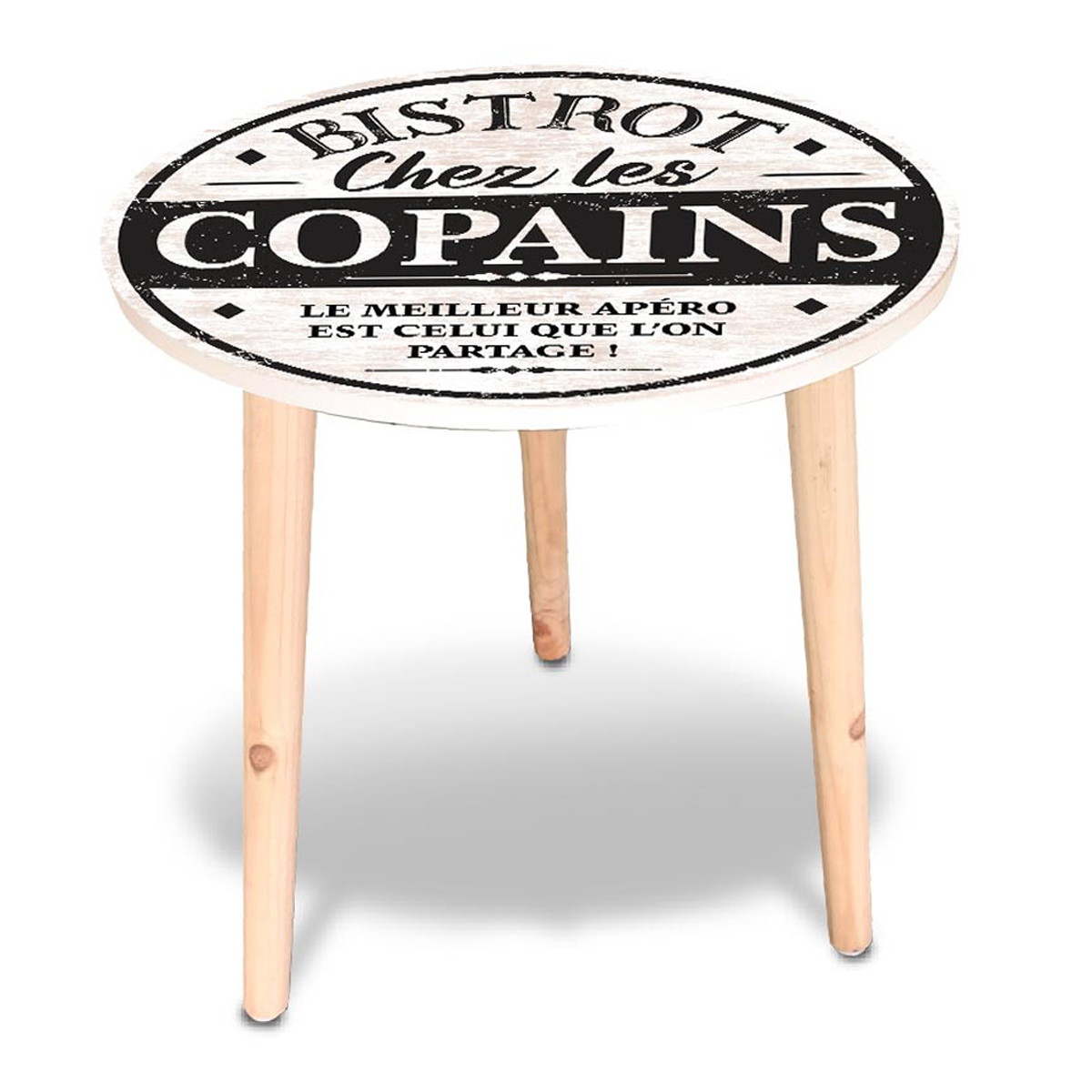 Table ronde bois \'Bistrot Chez les Copains\' blanc - 40 cm - [A3399]