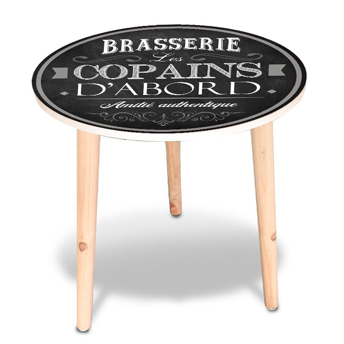 Table ronde bois \'Brasserie les Copains d\'Abord\' noir - 40 cm - [A3400]
