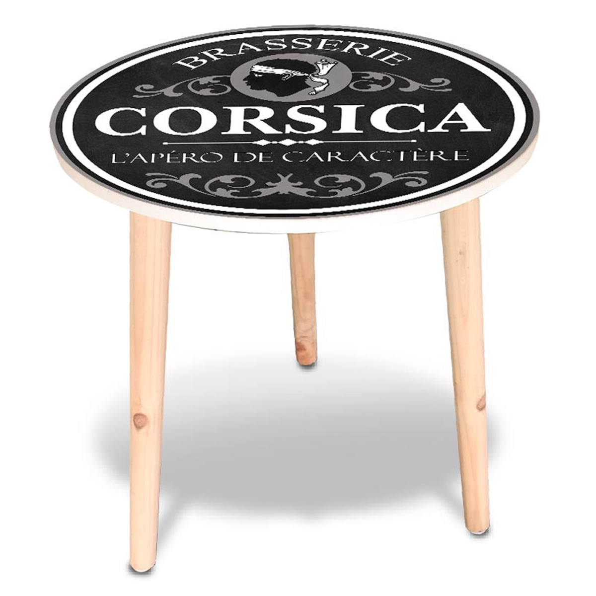Table ronde bois \'Brasserie Corsica\' noir - 40 cm - [A3401]