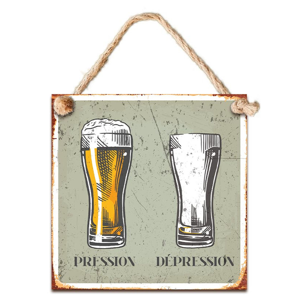 Plaque métal \'Messages\' (Bière) (Pression, Dépression) - 20x20 cm - [A3793]