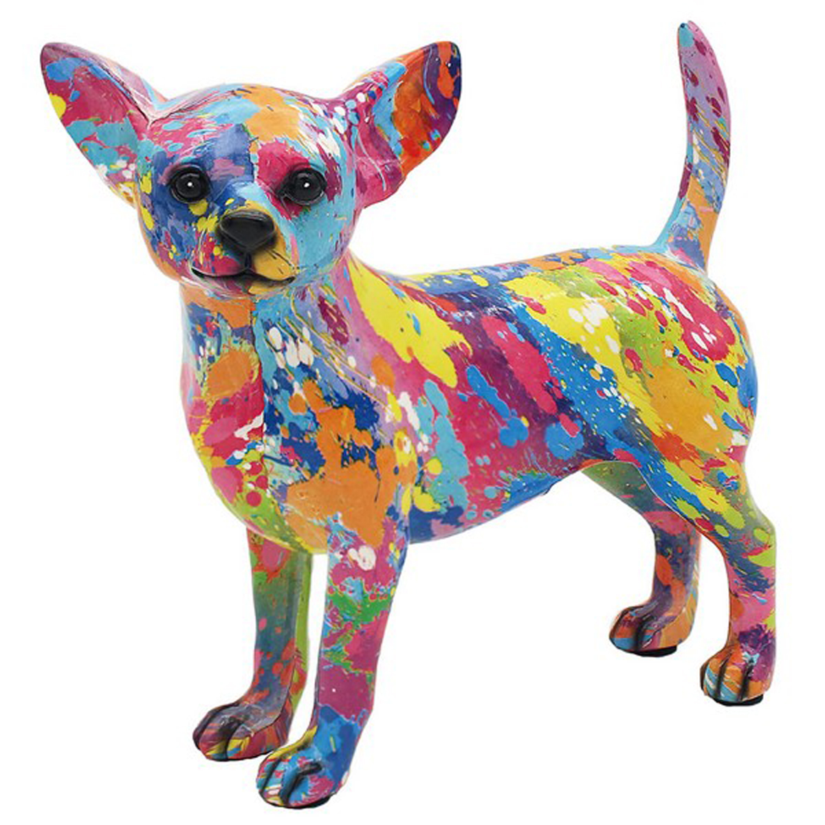 Figurine résine \'Chihuahua\' splash multicolore - 19x18x9 cm - [A3848]
