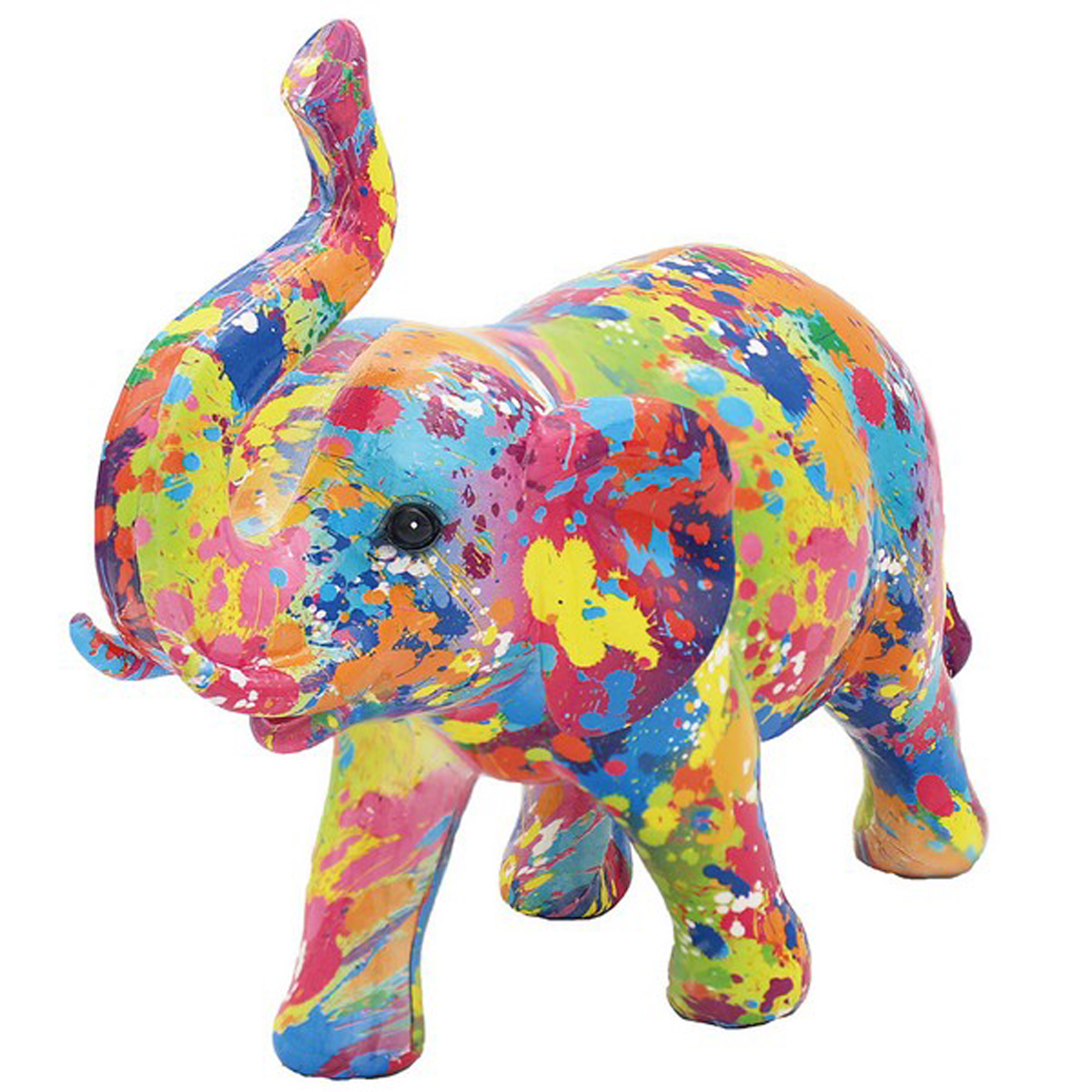 Figurine résine \'Elephant\' splash multicolore - 26x21x9 cm - [A3851]