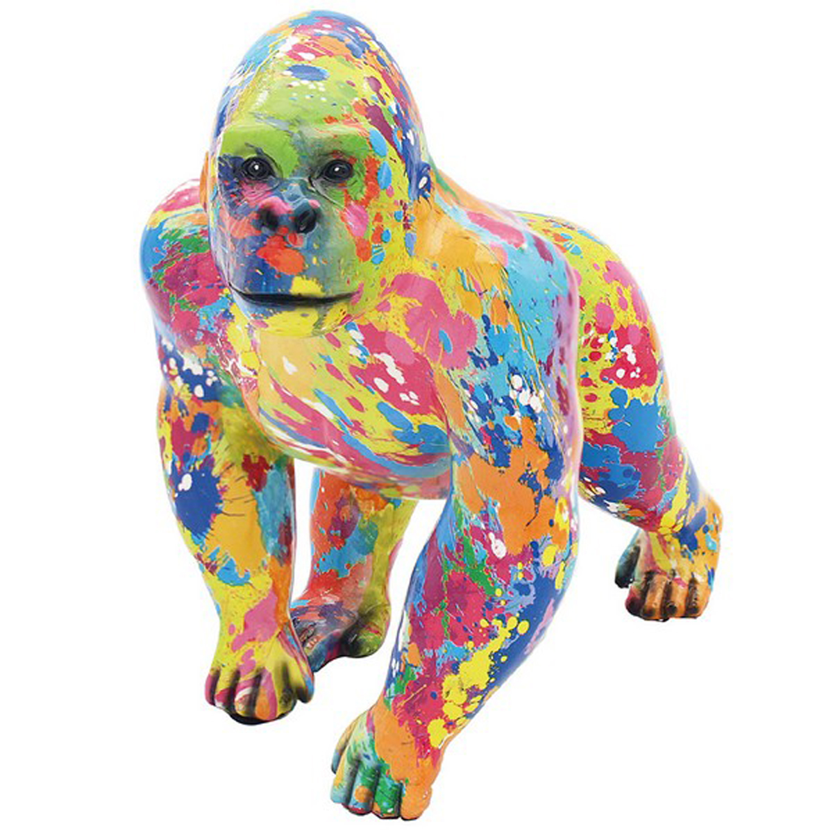 Figurine résine \'Gorille\' splash multicolore - 24x22x12 cm - [A3852]
