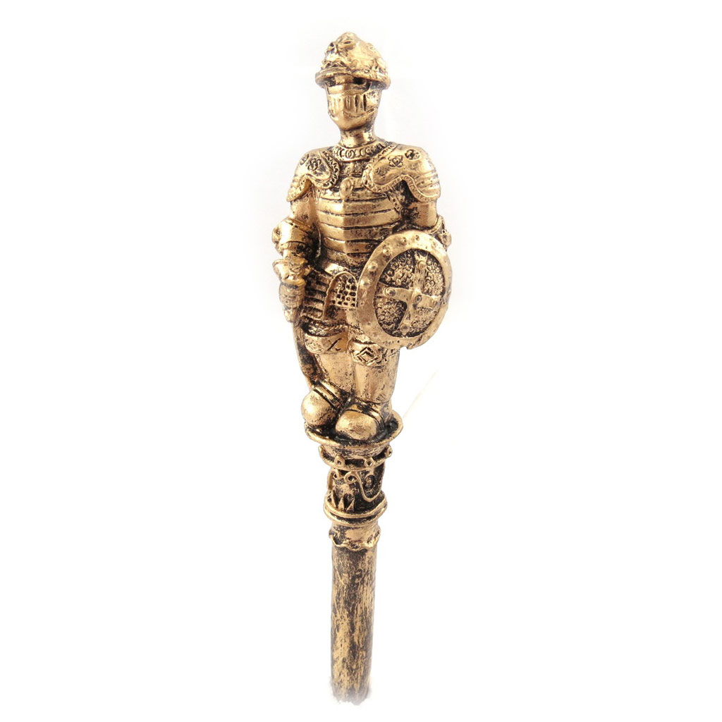 Stylo figurine résine \'Chevaliers\' doré - 16 cm - [A3861]