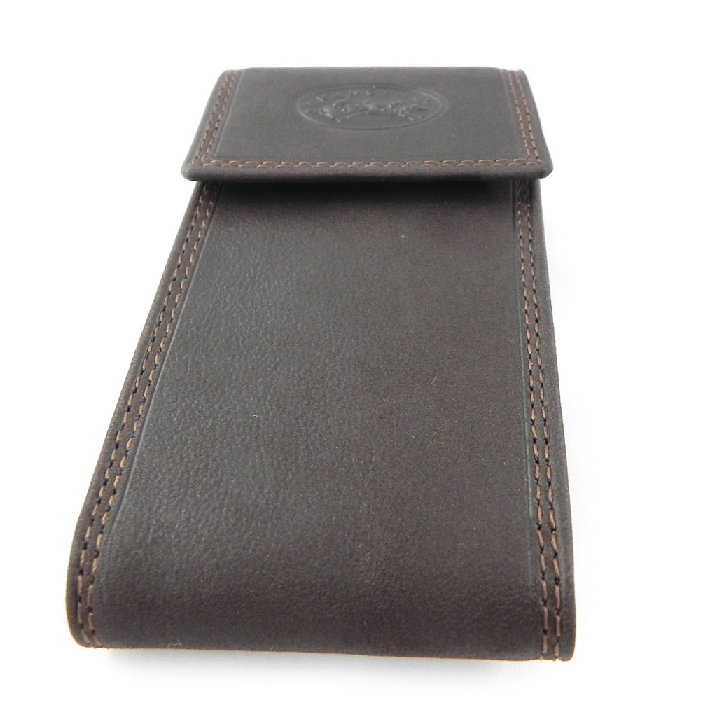 Porte-Clés cuir \'Peau de Pèche\' Marron - 6x11x2 cm - [C1862]