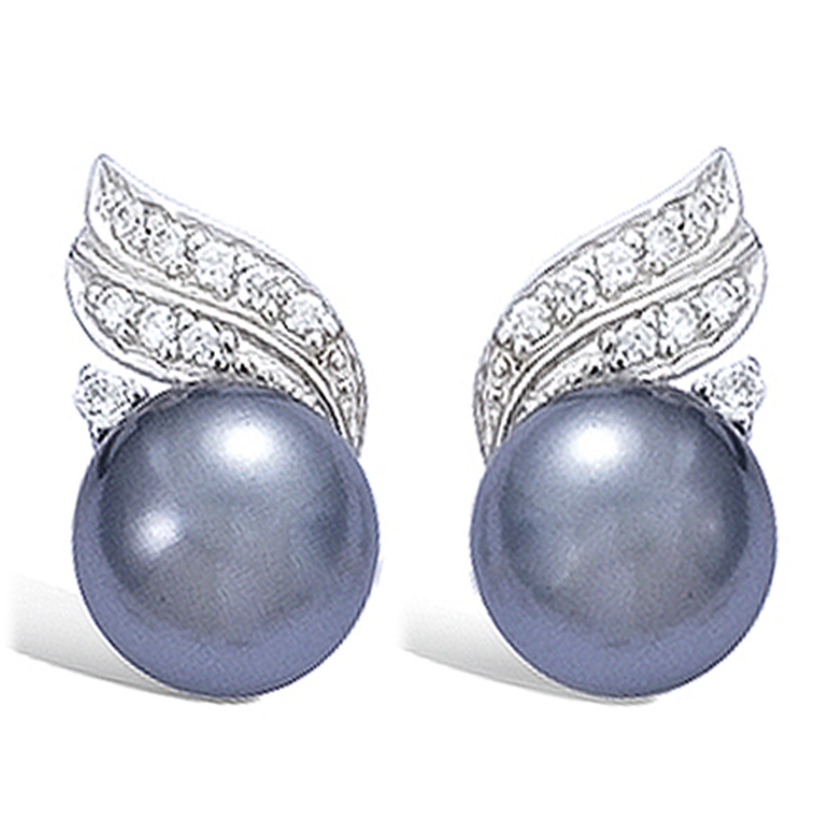 Boucles Argent \'Beauty Pearl\' gris argenté (rhodié) - 20x10 mm - [F6921]