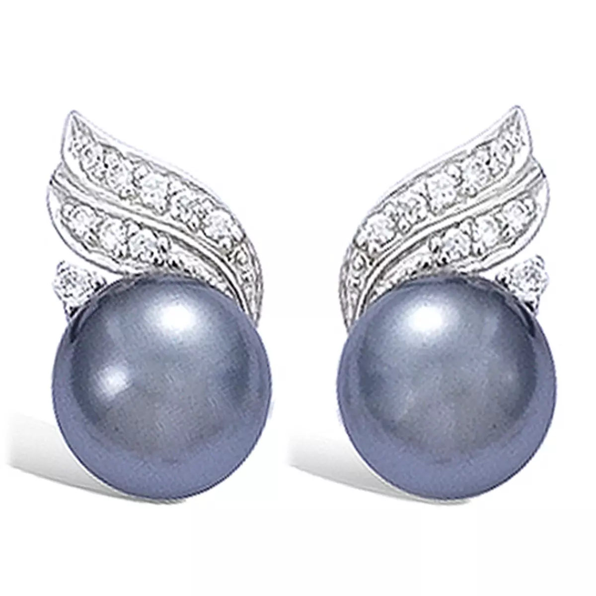 les trésors de lily Boucles Argent 'Beauty Pearl' gris argenté (rhodié) 20x10 mm [F6921]
