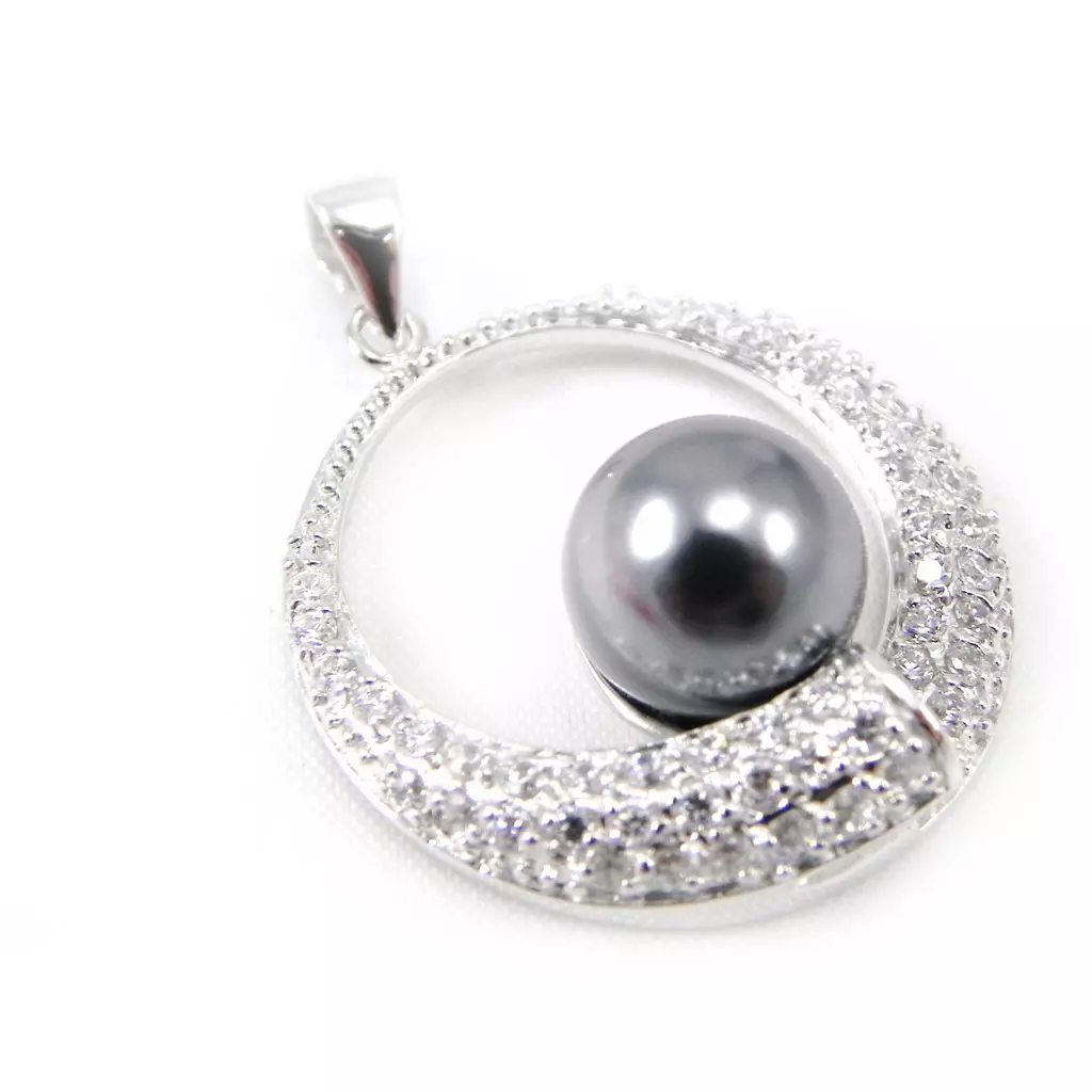 les trésors de lily Pendentif Argent 'Pearl Beauty' Gris [G9374]