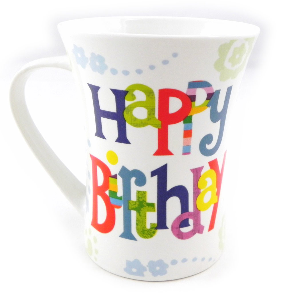 Mug porcelaine \'Happy Birthday\' multicolore - [H2844]