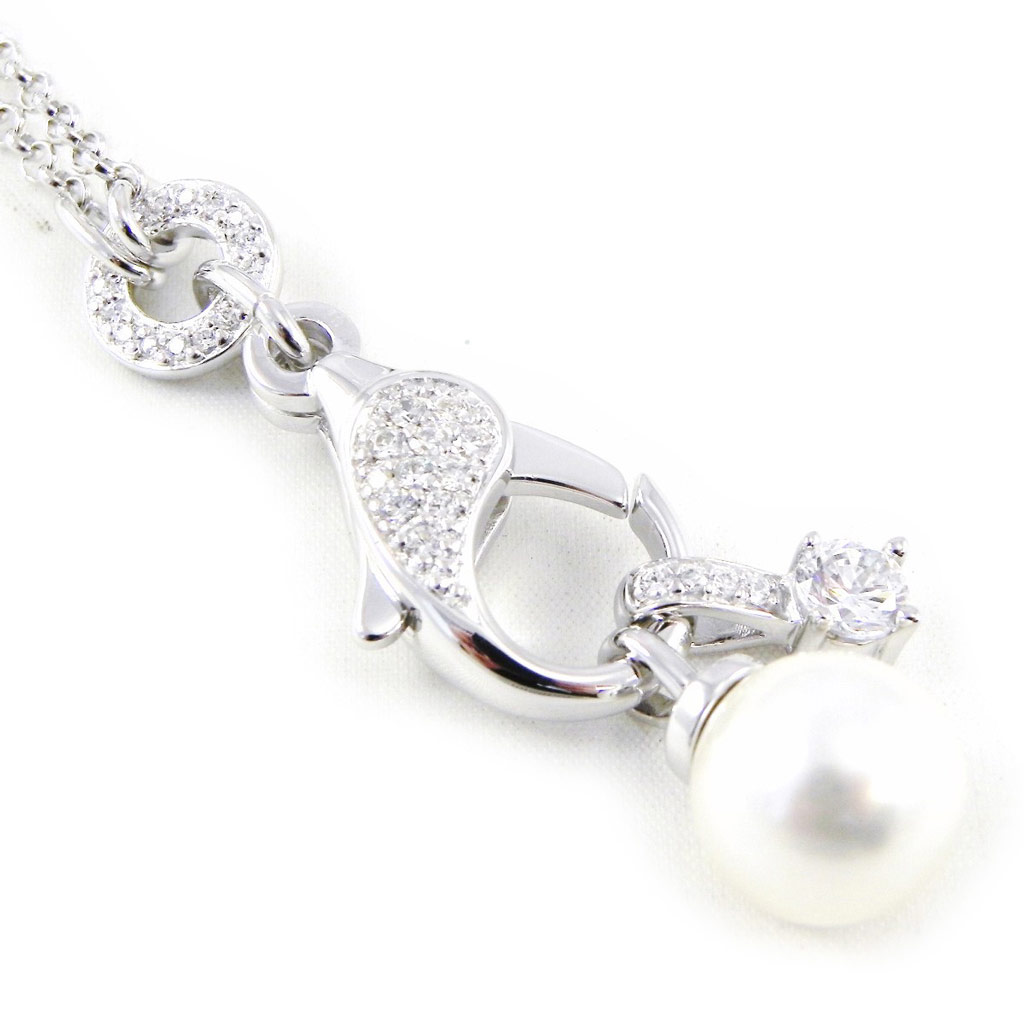 Collier Argent \'Sissi\' blanc argenté - [H3322]