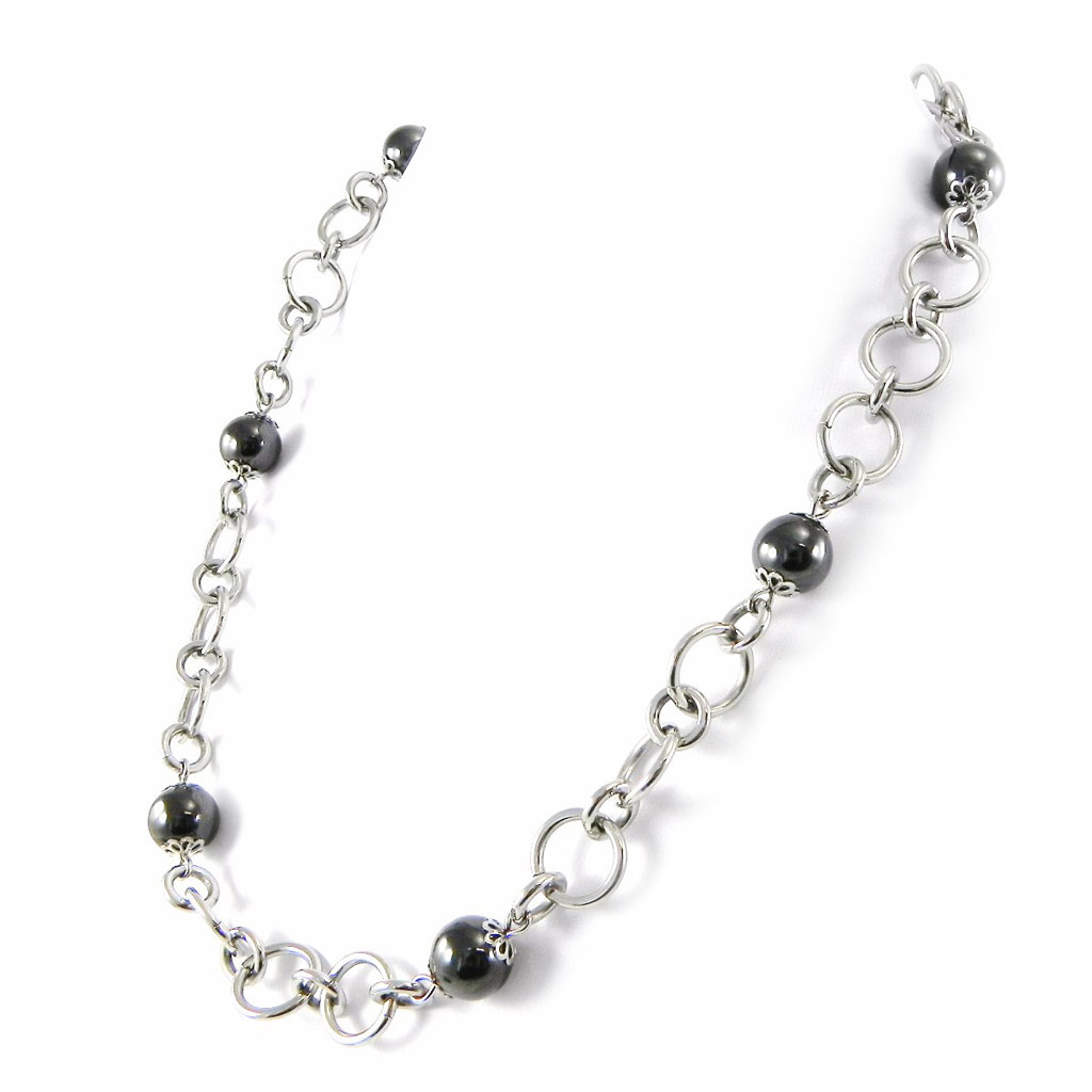 Collier Acier \'Chorégraphie\' noir - [H3336]