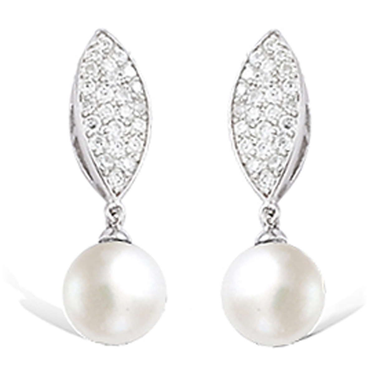 Boucles Argent \'Sissi\' ivoire argenté (rhodié) - 20x6 mm - [H5479]