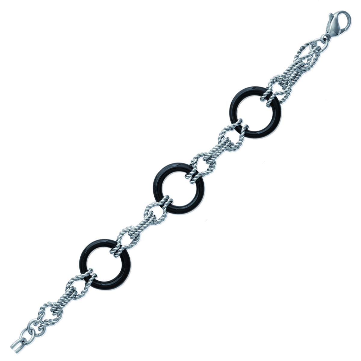 Bracelet Acier \'Chorégraphie\' noir argenté - 20 mm - [H6243]