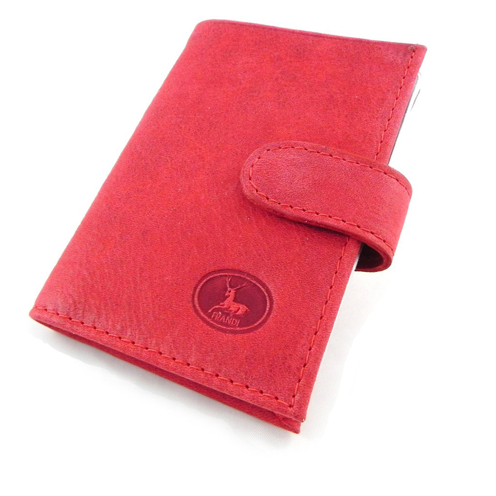 Porte-cartes Cuir \'Frandi\' rouge nubuck - [H6441]
