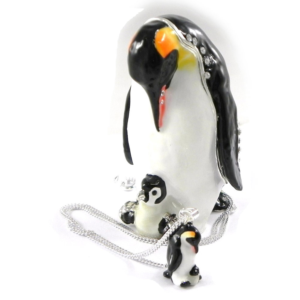 Coffret à Bijoux \'Famille Pingouins\'  + bijou - [H7898]