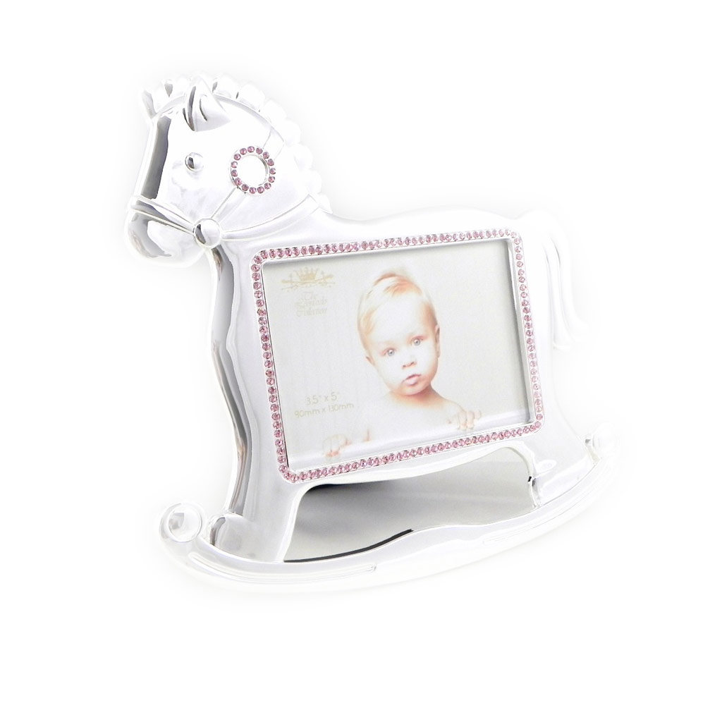 Cadre Photo \'Mon Ange\' cheval à bascule rose - 19x19 cm, photo 9x13 cm - [I0542]