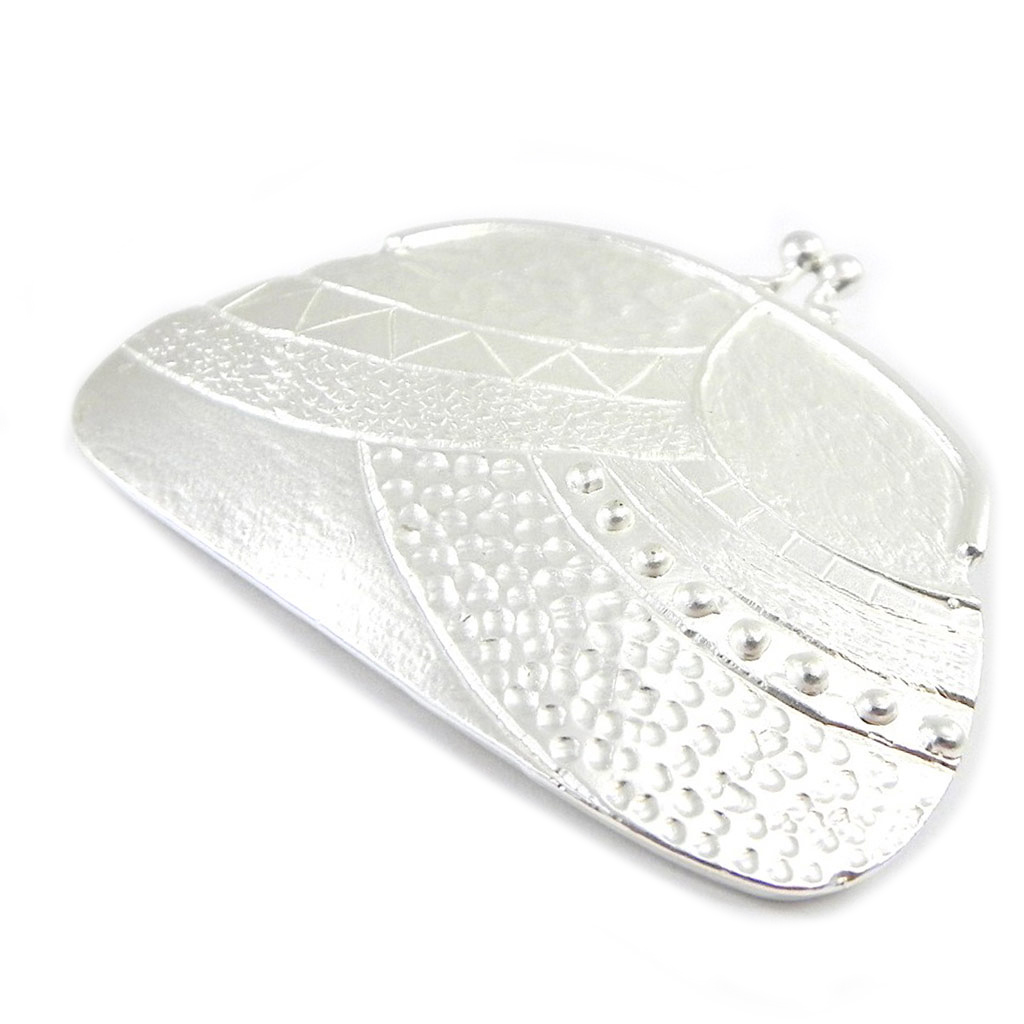 Broche Créateur \'Sac Bourse\' argenté - [I1475]