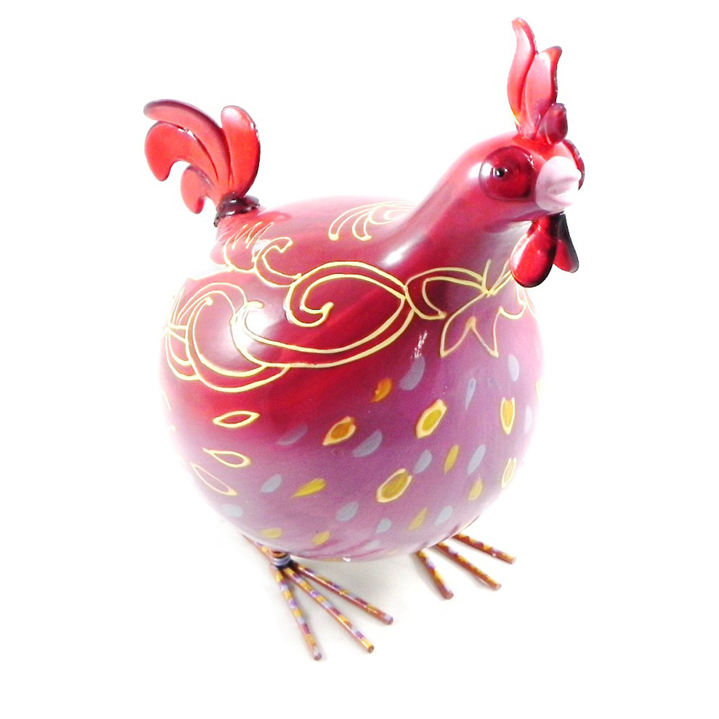 Figurine créateur \'Coq Cocorico\' rouge (peint à la main) - 30 cm - [I2449]