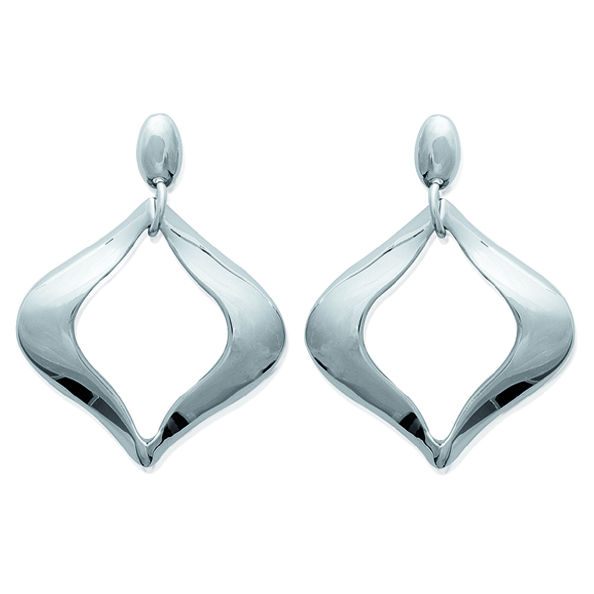 Boucles Acier \'Chorégraphie\' argenté - 45x35 mm - [I2635]