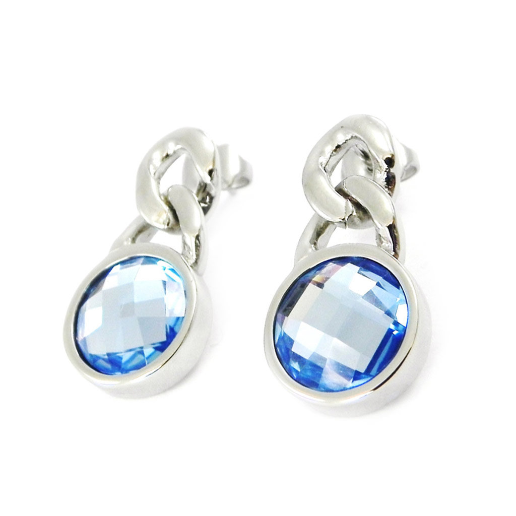 Boucles acier \'Calypso\' bleu argenté - [I2884]