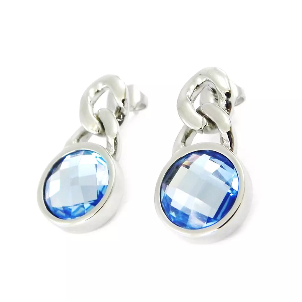 les trésors de lily Boucles acier 'Calypso' bleu argenté [I2884]