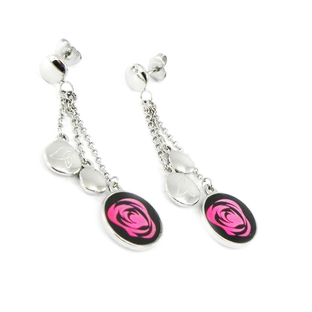 Boucles acier \'Calypso\' floral rose noir - [I2885]