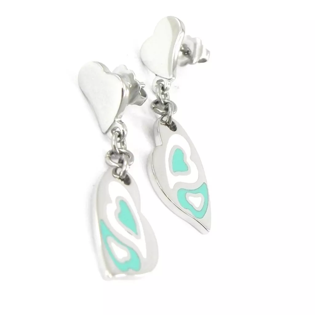 les trésors de lily Boucles acier 'Calypso' love turquoise [I2886]