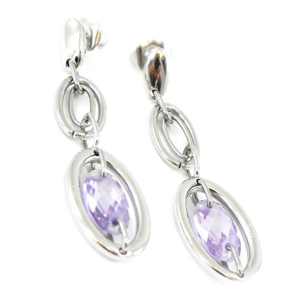 Boucles acier \'Calypso\' violet améthyste - [I2893]